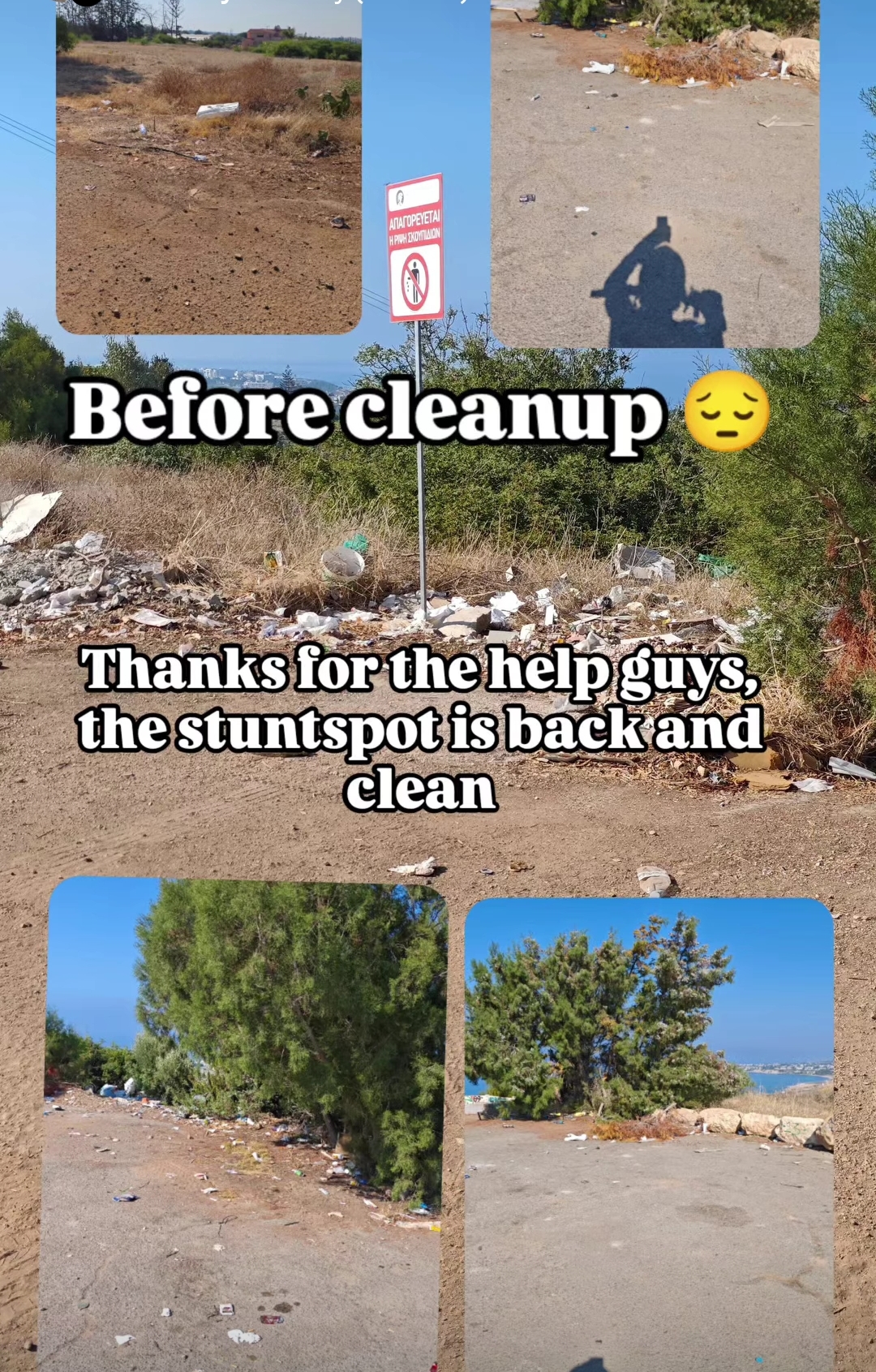Rubbish at the riding spot before cleanup